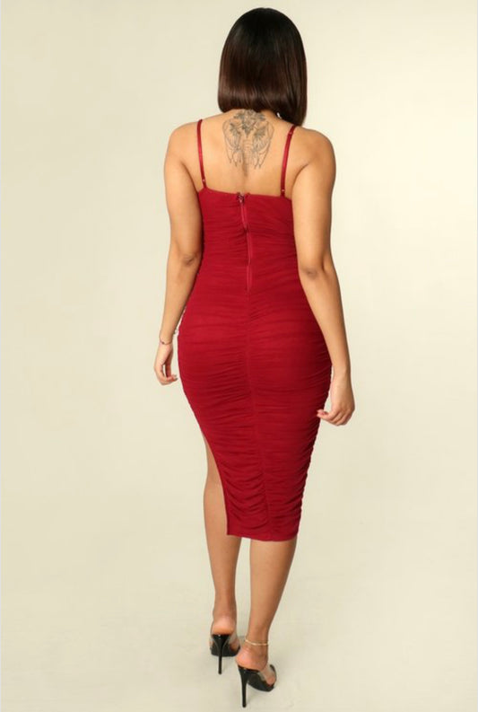 Baas Burgundy Ruched Dress