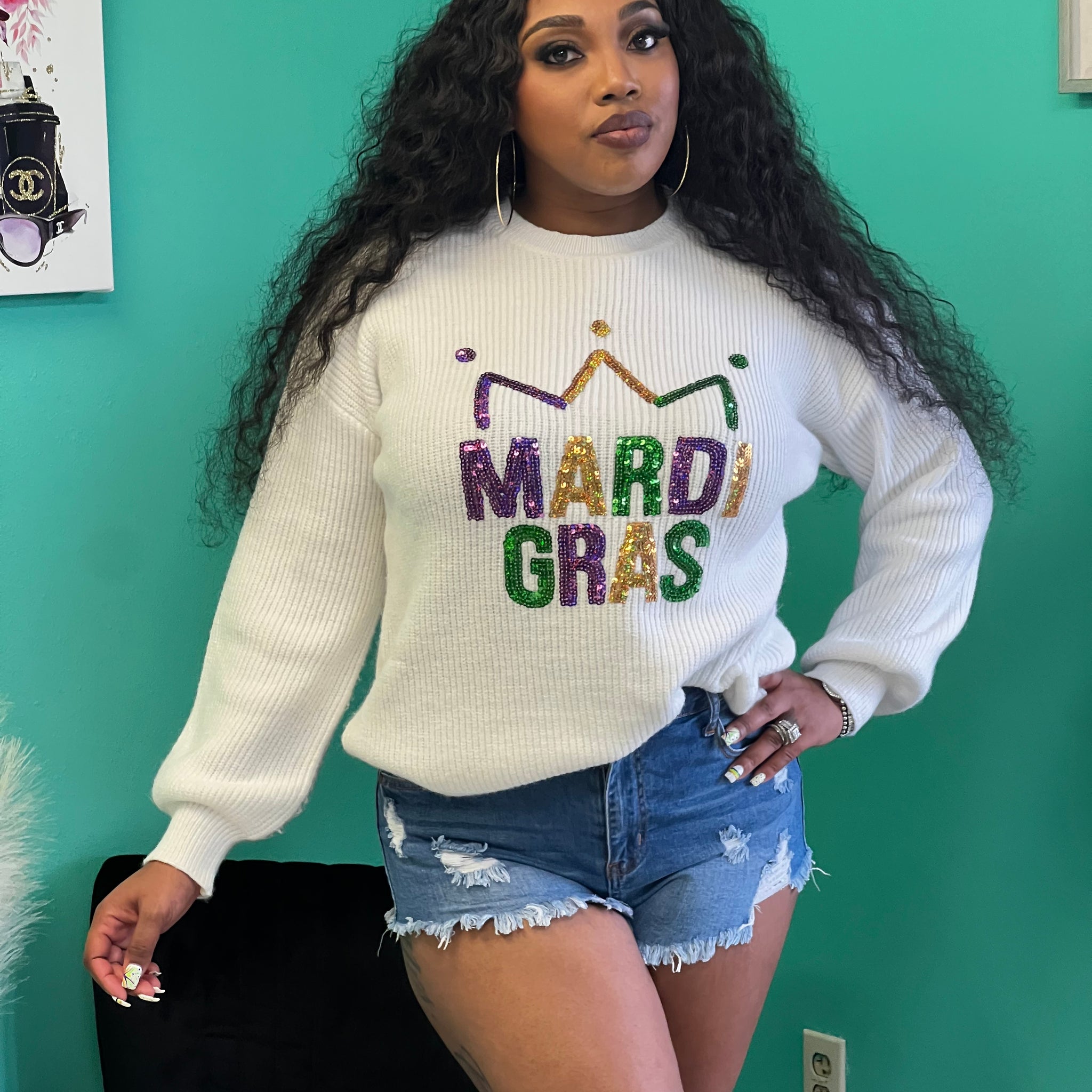 BAAS MARDI GRAS SEQUIN SWEATER